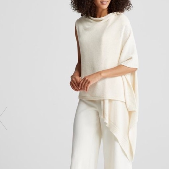 Eileen Fisher Jackets & Blazers - Eileen Fisher Asymmetrical Cream Knit Wrap